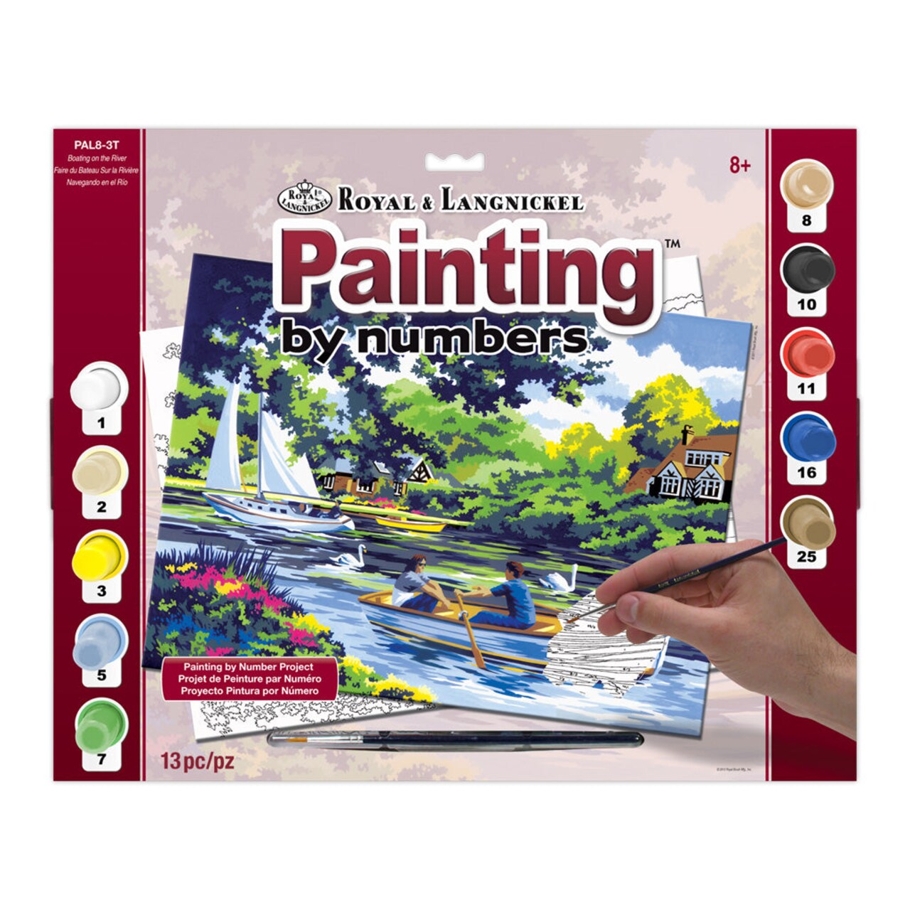 PAL8 | Painting by numbers™ 13pc 11.25" x 13.375" Boating on the River Painting Project